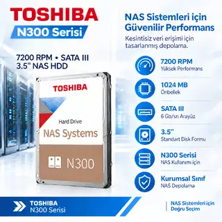 Toshiba N300 MN11ACA16TS 16TB 7200Rpm 1024MB 3.5" SATA NAS Harddisk