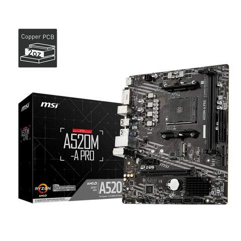 MSI A520M-A PRO AMD A520 AM4 DDR4 4600(OC) M.2 mATX Anakart