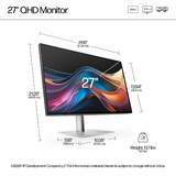 HP Series 7 Pro 727pq 27" QHD 2560x1440 120Hz IPS 5ms HDMI DP USB-C Pivot Monitör - görsel 4