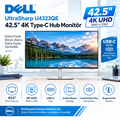 Dell UltraSharp U4323QE 42.5" 4K Type-C Hub Monitör
