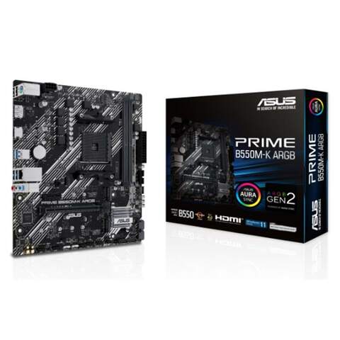 ASUS PRIME B550M-K ARGB DDR4 5100MHz 2xM.2 HDMI DP USB 3.2 mATX AM4 Anakart