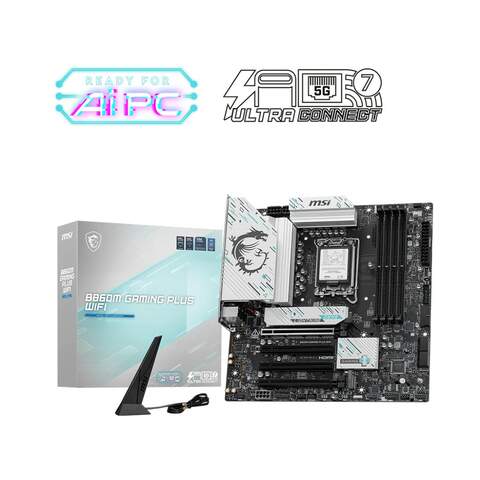 MSI B860M GAMING PLUS WIFI LGA1851 DDR5 8600MHz OC 3xM.2 Wi-Fi 7 mATX Anakart